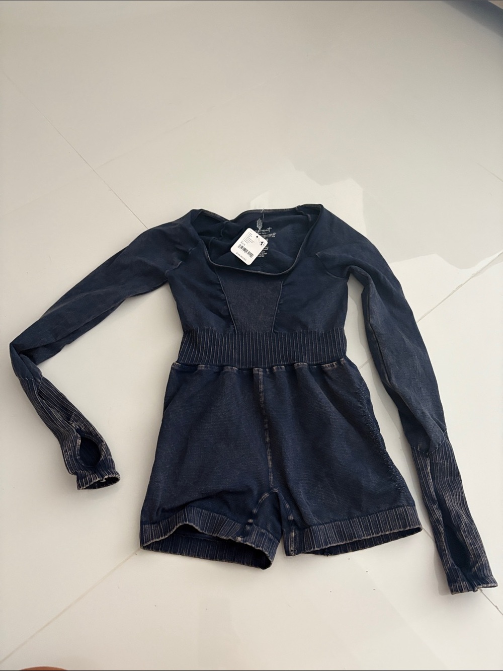 Free People, XS -S - Brand new, tags on Navy Long Sleeve Romper